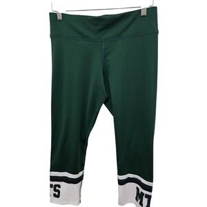 Varsity Spirit Green & White Cropped Athletic Leggings Size L